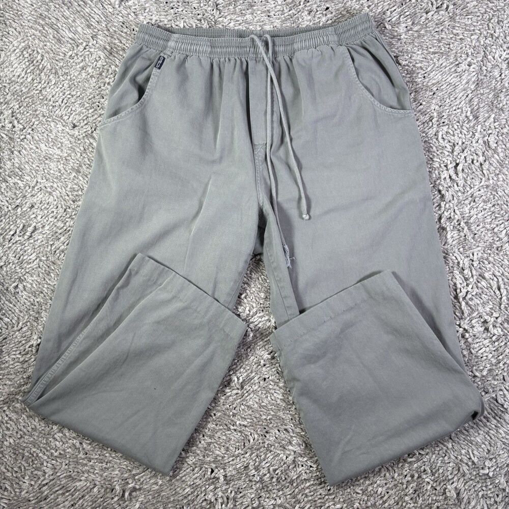 Crazy Shirts Hawaii Pants Mens XL Resort Wear Gray Preppy Elastic Waist Beach